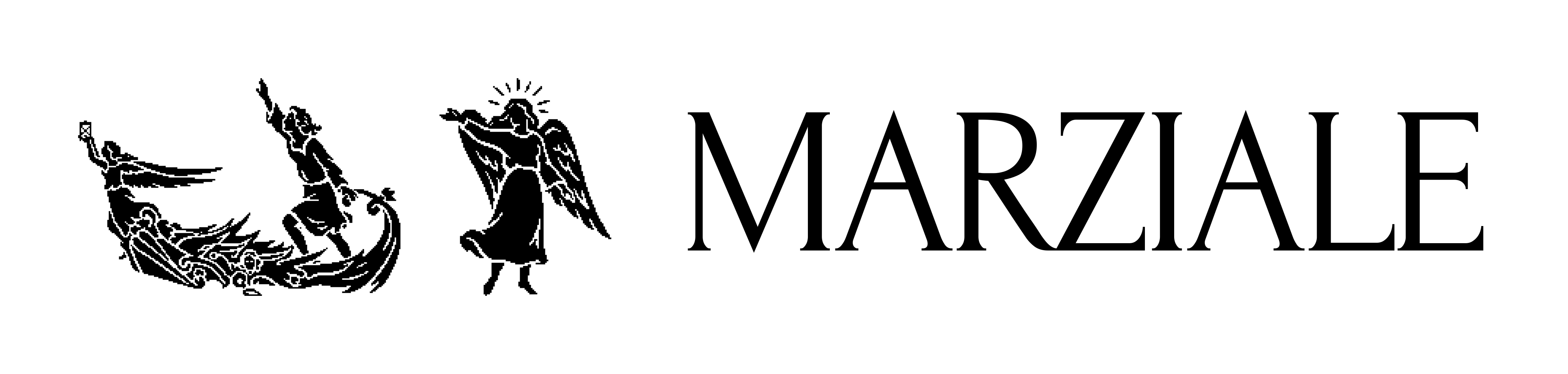 Marziale horizontal logo lockup, black on white