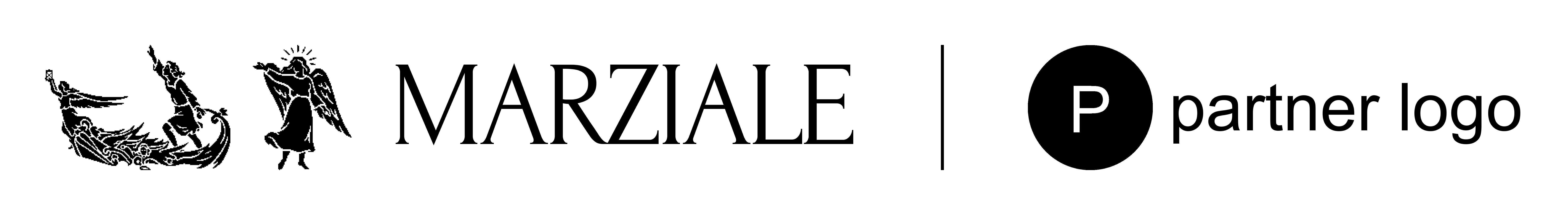 Marziale partner lockup example, black on white