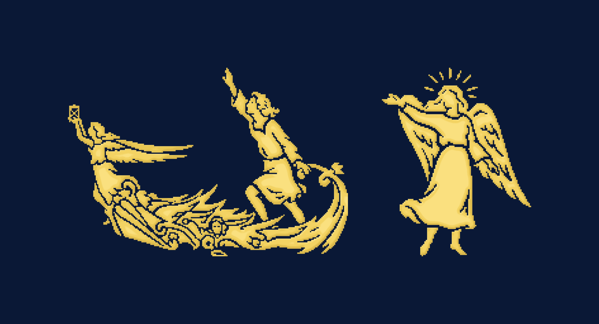 Marziale logos, gold on navy