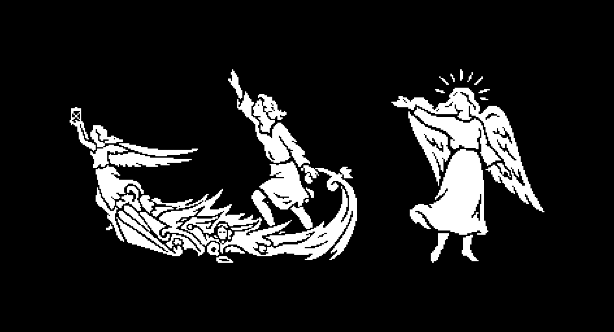Marziale logos, white on black