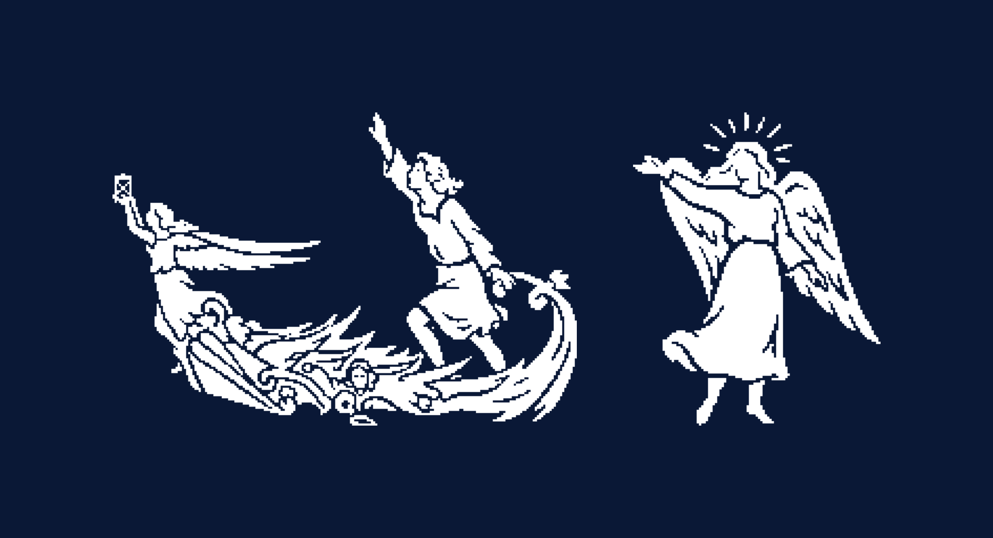 Marziale logos, white on navy